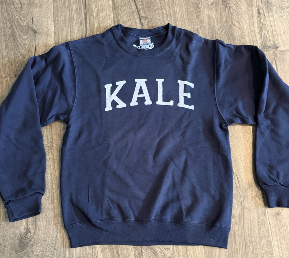 KALE Graphic Crewneck Sweatshirt Navy Blue White Size S Unisex Beyonce